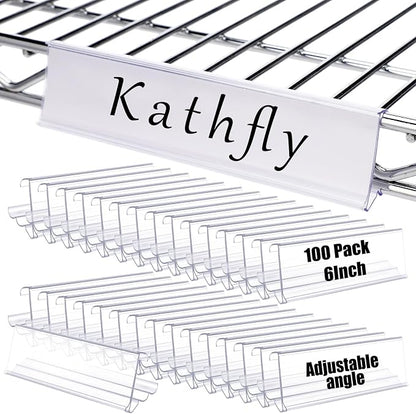 Kathfly 100 Pack Wire Shelf Label Holders Shelf Cable Tags by Kathfly