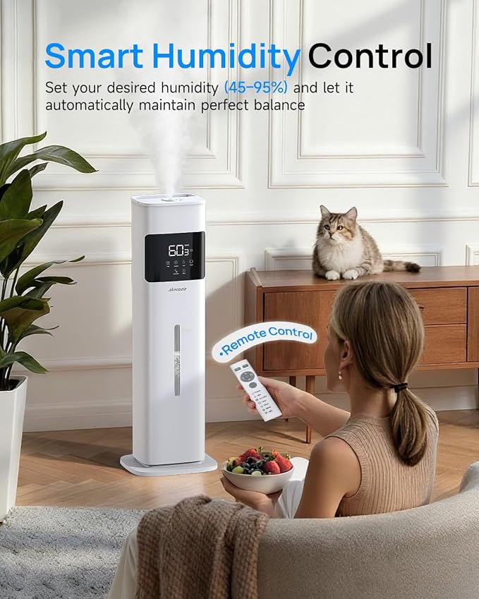Warm & Cool Mist Humidifiers for Bedroom, Top-Fill Humidifier Large Room with Essential Oil Diffuser, Large Room Humidifiers for Home Baby Nursery Office Plants, White - Image 4