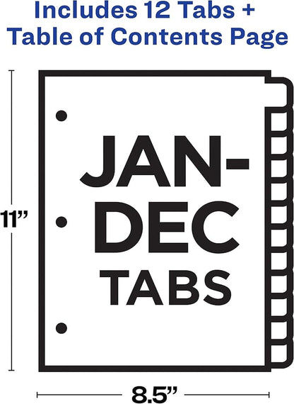 Avery Jan-Dec Dividers for 3 Ring Binders, 12 Tabs per Set, Customizable Table - Image 4