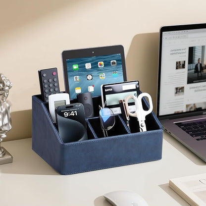 PU Leather Desk Organizer, Luxury Remote Control Holder - Image 3