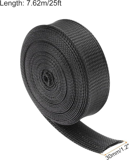 25ft PET Expandable Wire Loom 1.2 inch, PET Braided Wire Sleeving Cable - Image 2