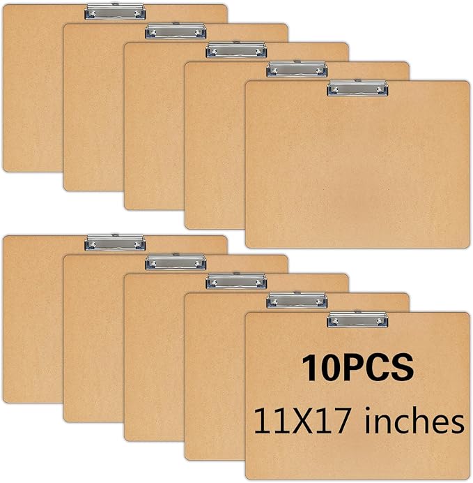 10 PCS Extra Large 11x17 Clipboard, Wood Cleats by SENJUNSAFE