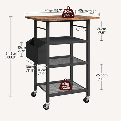 MAHANCRIS 4-Tier Printer Stand, Rolling Printer Table on Wheels, Industrial - Image 3
