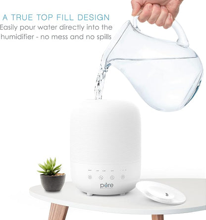 Pure Enrichment® HUME™ Sense Top Fill Humidifier – Large 3L Tank, Auto Mode Humidity Sensor, 3 Mist Settings, Optional Night Light, Optional Aromatherapy, Sleep Mode & Auto Shut-Off - Image 2