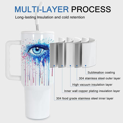 sweet grain 40 oz Sublimation Tumbler with Handle and Straw(20 Pack) Stainless Steel Double Wall Vacuum Insulated Travel Mug Cup Tumblers Bulk Sublimation Blank - White - Image 2