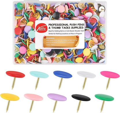 Thumb Tacks 400-count, Colors Plastic Roundness Push Pins Decorative Tacks by Yalis