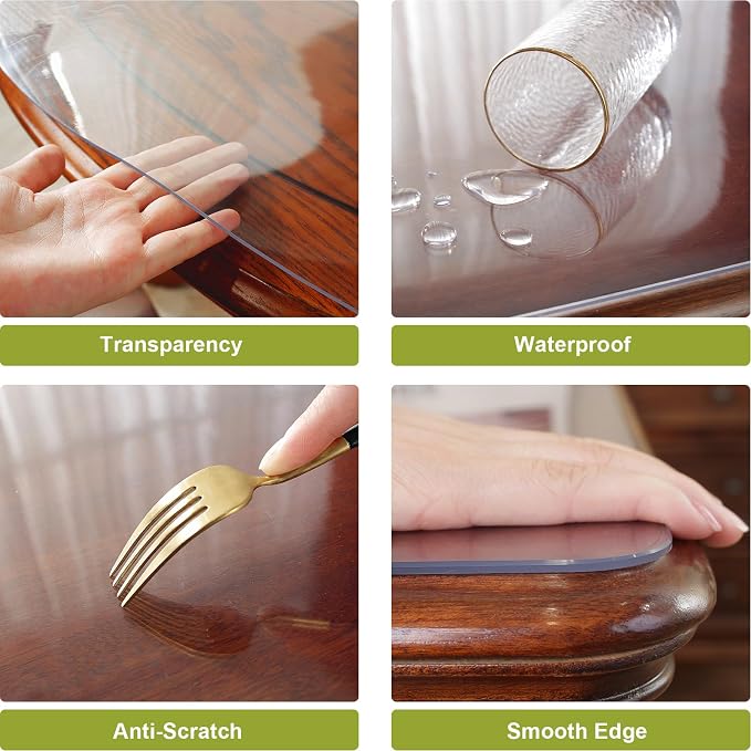 OstepDecor 16 x 48 Inch Clear Table Cover Protector, 2mm Thick Clear Plastic - Image 3