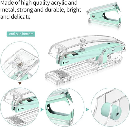 Office Supplies Set Desk Accessory Kit, Acrylic Stapler Set Staple Remover - Image 3