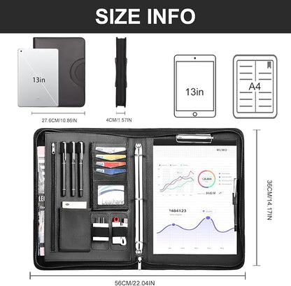 Leathario Portfolio Binder, Includes 5 Folder Index Dividers, 13 Inch Tablets - Image 2