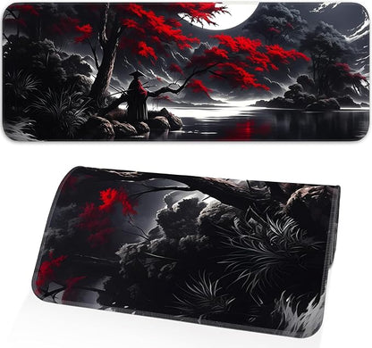Japanese Dark Red Moon Gaming Mouse Pad, Extended Mouse Pad by Unknown