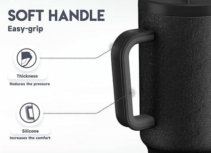 Meoky 40oz Tumbler with Handle, Leak-proof Lid and Straw, Insulated Coffee Mug Stainless Steel Travel Mug, Keeps Cold for 34 Hours or Hot for 10 Hours (Night) - Image 4