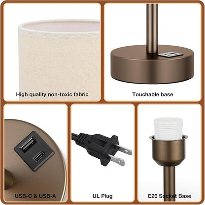 Dicoool Beige Touch Table Lamp for Bedroom - Image 6