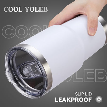 30 oz Tumbler with Lid Stainless Steel Tumblers Bulk Vacuum Insulated Cup Reusable Powder Coated Travel Mug Double Wall Leak Proof Cups Keep Cold Drinks for 12 Hours White, Set of 8 - Image 2