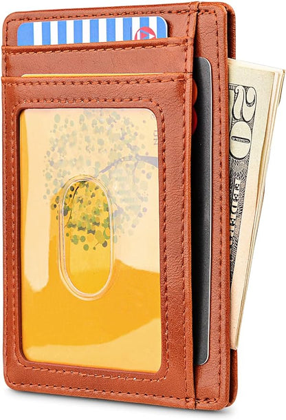 Buffway Slim Minimalist Front Pocket RFID Blocking Leather Wallets - Image 2
