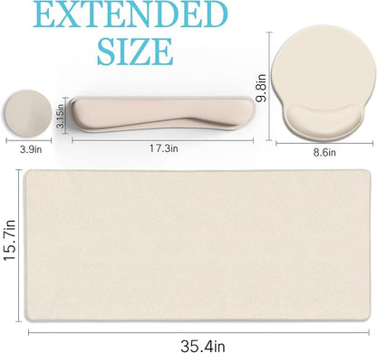 LIMKRIAN Beige Mouse Pad Set, Complete XXL Desk Mat - Image 6