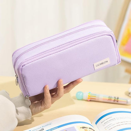 CICIMELON Large Capacity Pencil Case 3 Compartment Pouch Pen Bag - Image 2