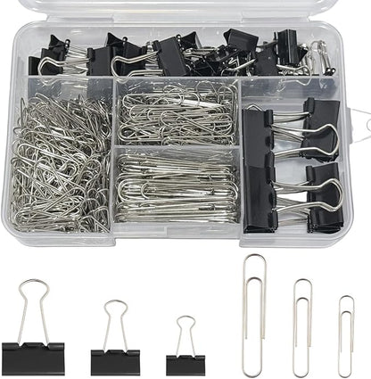 360PCS Black Assorted Size Paper Clips and Binder Clips, Paperclips Large by Unknown