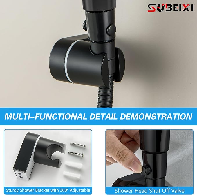 Black Tub Spout with Diverter,10 Settings High Pressure Hand held Shower with ON/OFF Pause Switch, All Metal Bathtub Faucet with Sprayer - Image 5