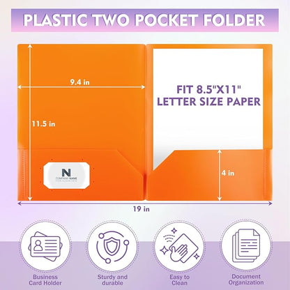 pmybupo Plastic Folders with Pockets, 2 Pocket Poly Folders - Image 2