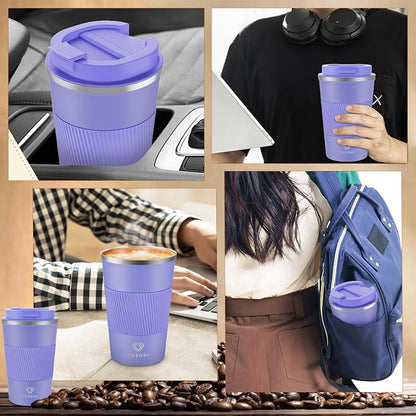 CS COSDDI 12 oz Stainless Steel Vacuum Insulated Tumbler - Coffee Travel Mug Spill Proof with Lid - Coffee Cups for Keep Hot/Ice Coffee,Tea and Beer (purple) - Image 7