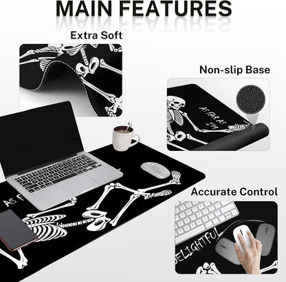 Britimes Black Skull Skeleton Keyboard Mouse Pad Set 4in1 Large - Image 6