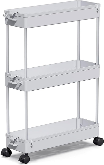 SPACEKEEPER Slim Rolling Storage Cart, 3 Tier Storage Organizer Laundry Room by SPACEKEEPER