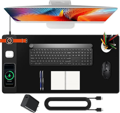 Mouse Pad with Magnetic Wireless Charging, Large Desk Mat, Non-Slip Mouse Mat by miroddi