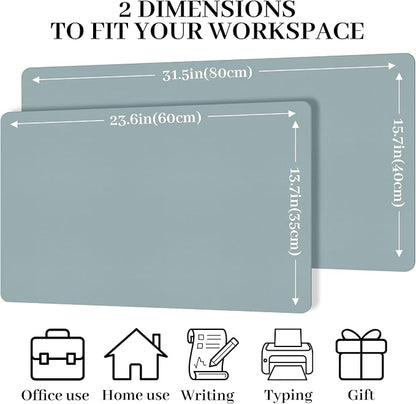 Large Desk Pad Mat, Leather Blue Desk Mat - Image 3