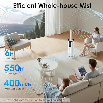 Humidifiers for Large Room 550 ft² - GloryAir 8L Cool Mist Humidifier for Bedroom Home Plants Baby, Top Fill, 120H Runtime, 4 Mist Spray Levels, 7-Color Light, 35dB Quiet Humidifier - Image 5