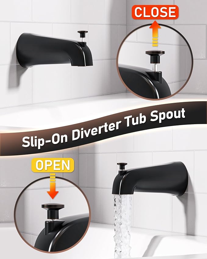 Bronze Shower Tub Faucet Set: WOWOW Single Handle Bathroom Shower Trim Kit with 6-Inch Rain Shower Head and Tub Spout, Oil Rubbed Bronze Shower Combo Wall Mount (Valve Included) - Image 6