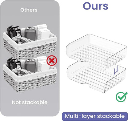 Tomorotec 2 Pack Clear Stackable Letter Tray, A4 Desk File Organizer Set | - Image 5
