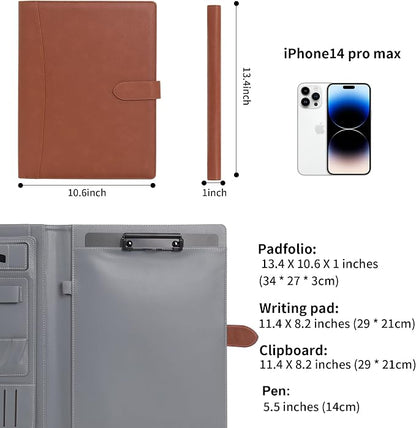 Wason Portfolio Padfolio A4 Leather PU Folder File Document Holder Case - Image 2