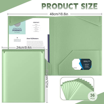 Henoyso 36 Pack Sage Green Plastic Folders - Image 2
