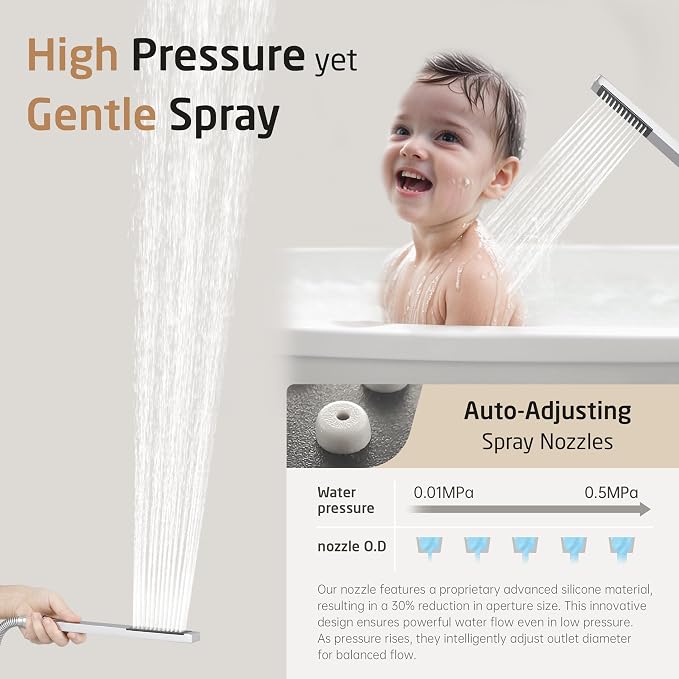 KES Chrome Shower System with Tub Spout Bath Shower Faucet Set 10 Inch Rain Shower with Handheld Spray Pressure Balance, XB6305F18-CH - Image 8