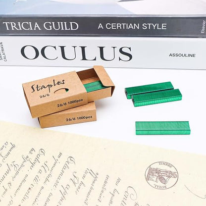 NatSumeBasics 3000 Colored Staples 26/6 Standard Green Staple Refill - Image 3