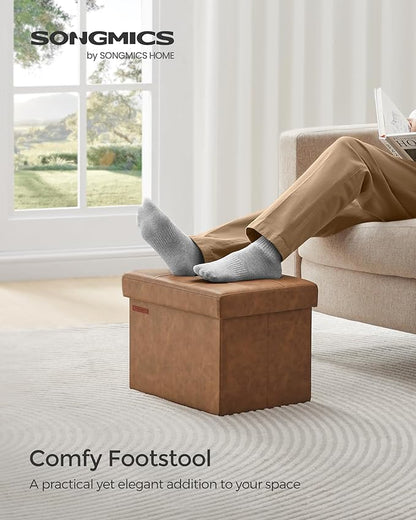 SONGMICS Small Folding Storage Ottoman, Foot Rest Stool, Cube Footrest - Image 3