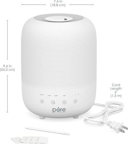 Pure Enrichment® HUME™ Sense Top Fill Humidifier – Large 3L Tank, Auto Mode Humidity Sensor, 3 Mist Settings, Optional Night Light, Optional Aromatherapy, Sleep Mode & Auto Shut-Off - Image 6