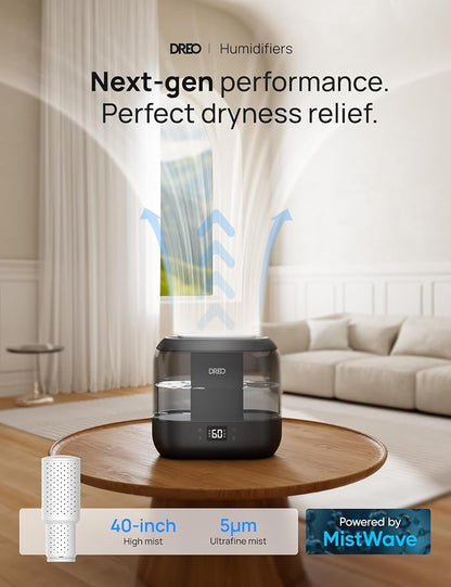 Dreo Smart Humidifiers for Bedroom-Filter Included, Top Fill 4L Humidifier Large Room with 28 dB, 36H Runtime, Touch/APP/Voice Control, Nightlight, Cool Mist Humidifiers for Baby, Plants, Ebony - Image 4
