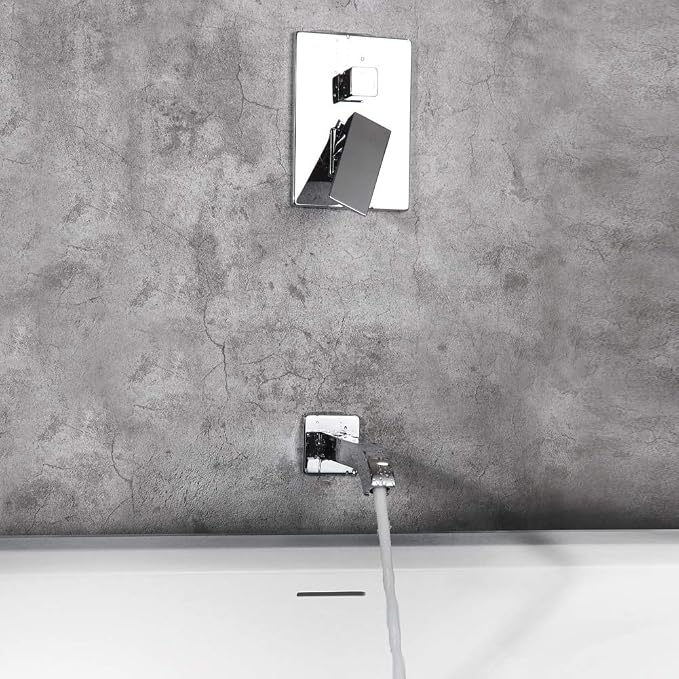 POP SANITARYWARE All Metal Shower Tub Faucet Set Chrome Bathroom 8 Inch Shower Head System with Tub Spout Wall Mounted Single Handle Shower Trim Kit with Rough-in Valve - Image 6