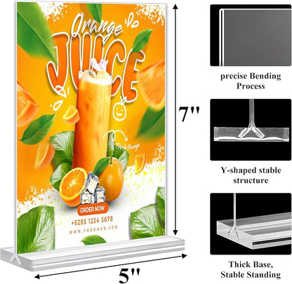 Acrylic Sign Holder 5x7, 6 Pack Clear Plastic Table Display Vertical - Image 5