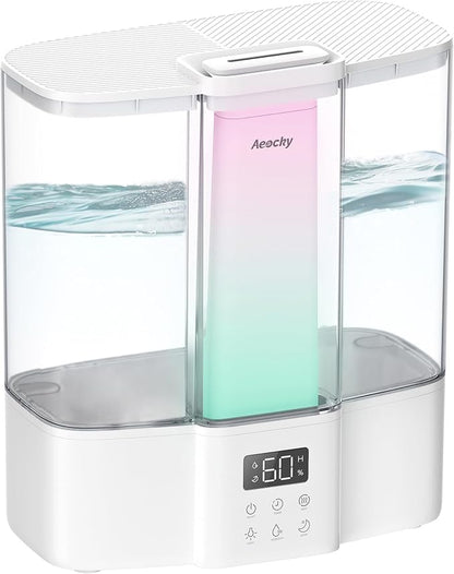 Geek-Level Aeocky Humidifier for Baby, Quiet Ultrasonic Humidifiers for Bedroom, Nursery with Ambient Light, 4L Top-Fill Cool Mist Diffuser with Timer, Sleep, Auto, Constant Humidity Mode by AeockyDirect