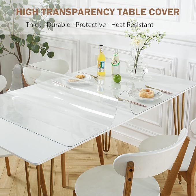 LovePads Clear Table Cover Protector 44 x 78 Inch, 1.5mm Thick Plastic Table - Image 2