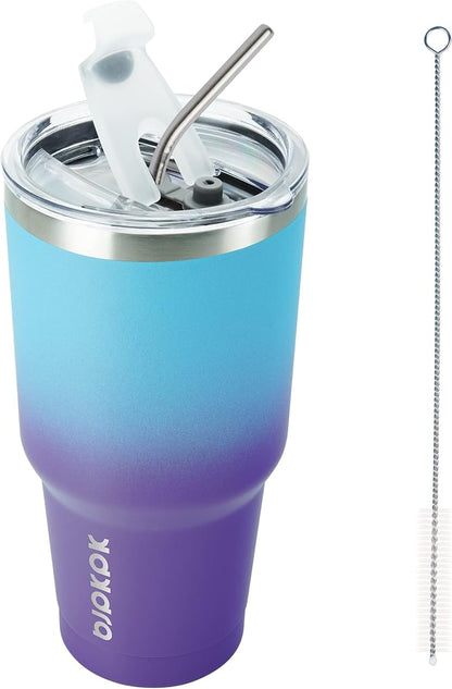 BJPKPK 30oz Color Block Tumbler With Lid And Straw,Stainless Steel Double Wall Vacuum Insulated Tumblers,Ocean Dream by BJPKPK