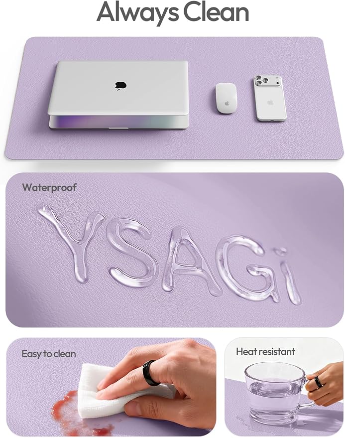 YSAGi Leather Desk Protector, Office Mat, Large Mouse Mat, Non-Slip PU Leather - Image 7