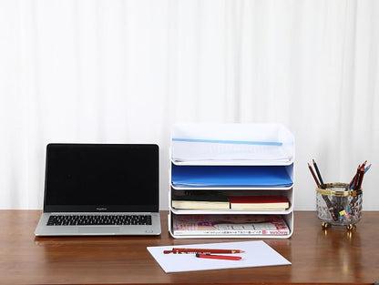 4 Tiers Stackable A4 Paper Trays, Office Desk File Holder, Tidy File Document - Image 9