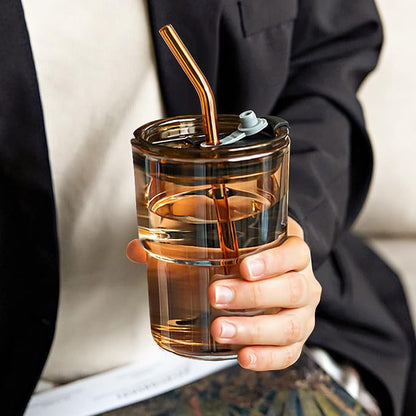 BLUEPOLAR 13oz/400ml Tumbler Water Glass, Cups with Straw and Lid Sealed Carry on for Coffee, Iced Tea, Thick Wall Insulated Glass Cup (Amber)… - Image 8