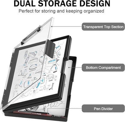 Rimilak Plastic Clipboard with Storage, Side Opening with 2 Compartment - Image 3