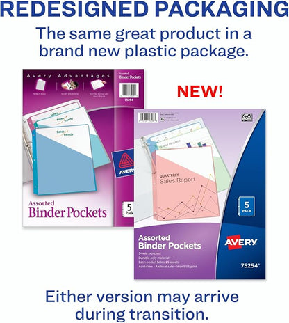 Avery Binder Pockets for 3 Ring Binders, for 8.5" x 11" Documents, Acid-Free - Image 2