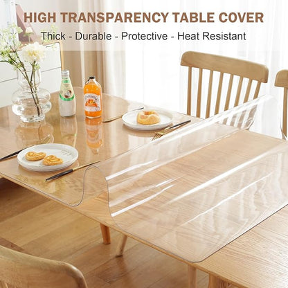 LovePads Clear Table Cover Protector, 28 x 54 Inch 2mm Thick Plastic Table Cover - Image 2