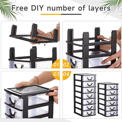 Thyle 2 Pcs Plastic Drawers Organizer Mini Organizer Stackable Plastic Clear - Image 4